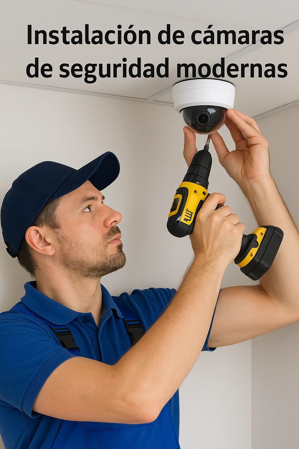 Instalación de cámara de seguridad moderna en techo — protección para el hogar